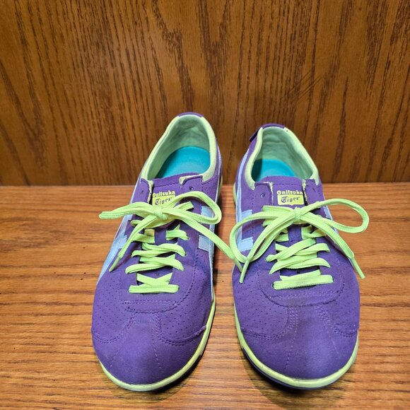 Onitsuka Tiger Rio Runner Shoes Purple synthetic suede White/Lime Green Size 7.5 - Picture 5 of 10